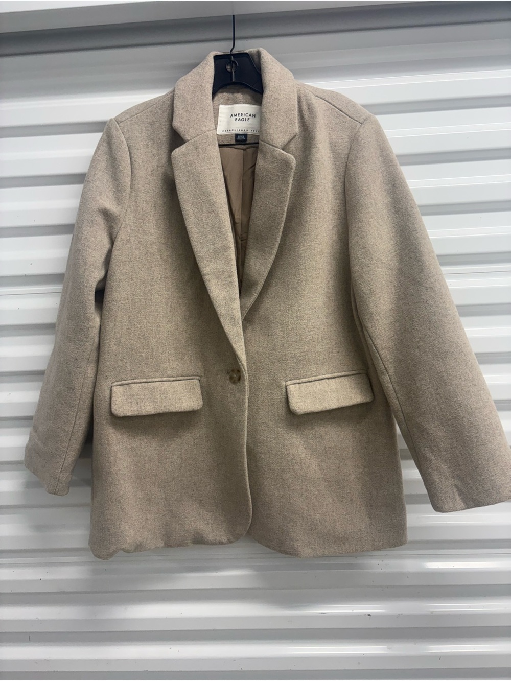 American Eagle Beige Lined Single-Breasted Button Jacket Women's Size M